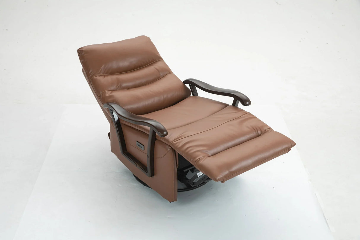 Swivel Rocker Recliner Power Glider Chair With Solid Wood Armrests, Extra Wide Reclining Sofa Chair Upholstered Living Room Single Sofa - Furniture Home Direct