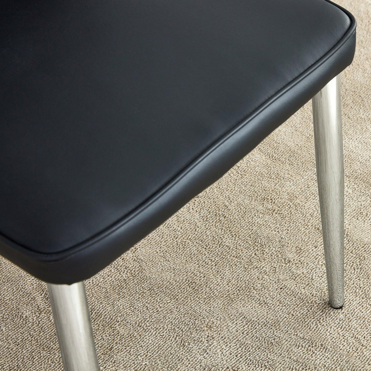 Dining Chairs with PU Upholstery and Metal Legs Black - Furniture Home Direct