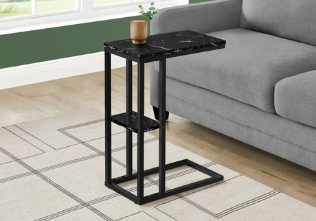 Accent Table, C - Shaped, Marble Look Contemporary & Modern Convenient Design - Furniture Home Direct