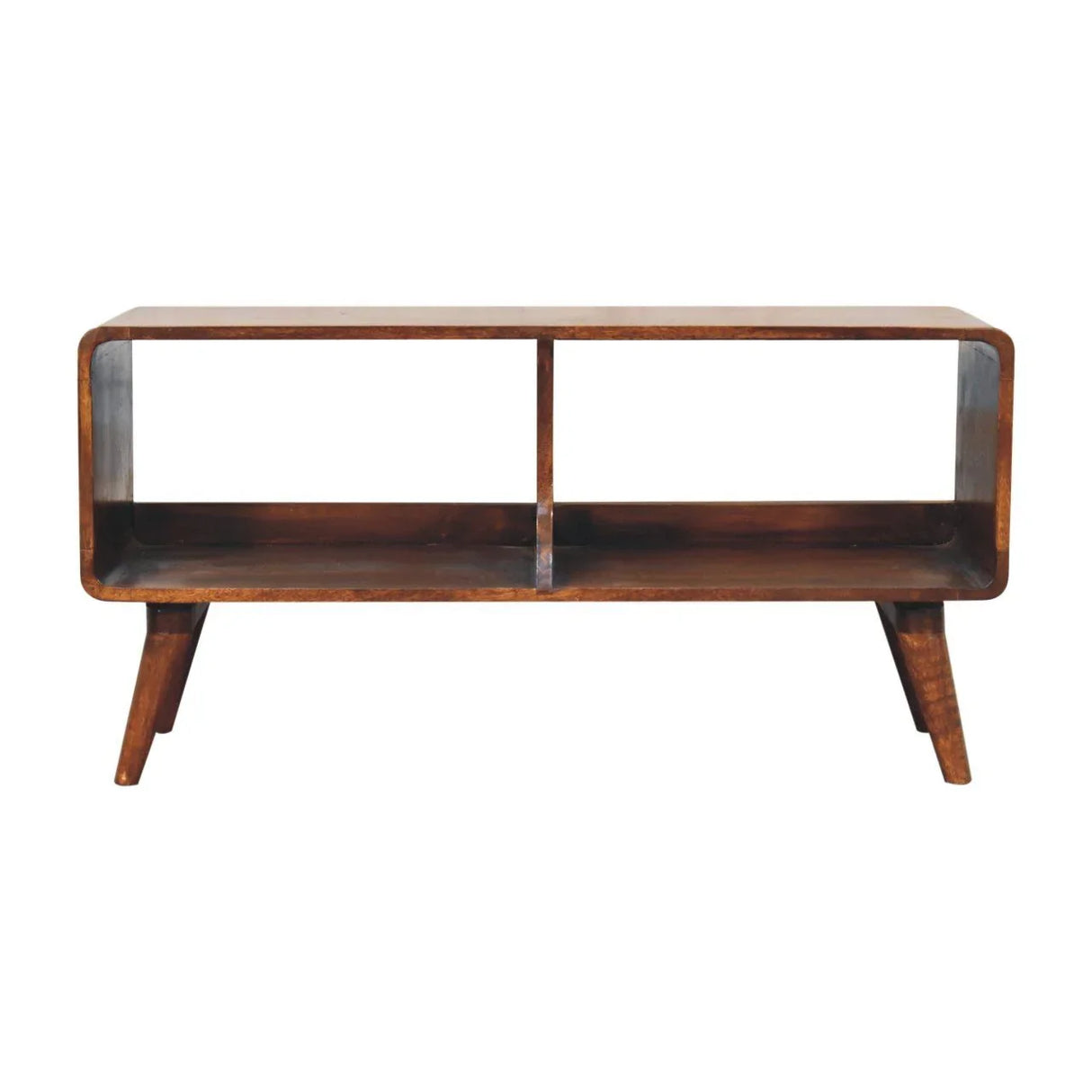 Curved Double Slot Media Unit - Dark Brown - Furniture Home Direct