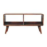 Curved Double Slot Media Unit - Dark Brown - Furniture Home Direct