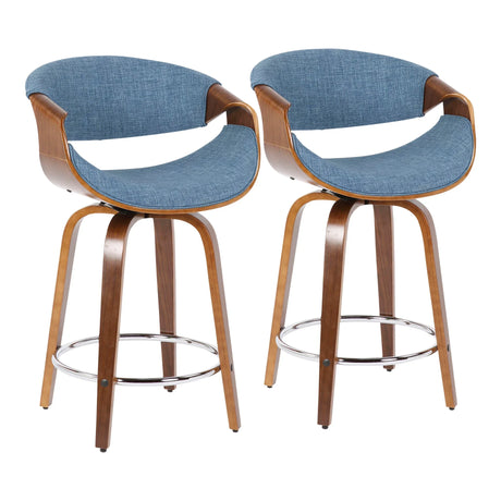 Curvini - Mid Century Modern Counter Stool (Set of 2) - Furniture Home Direct
