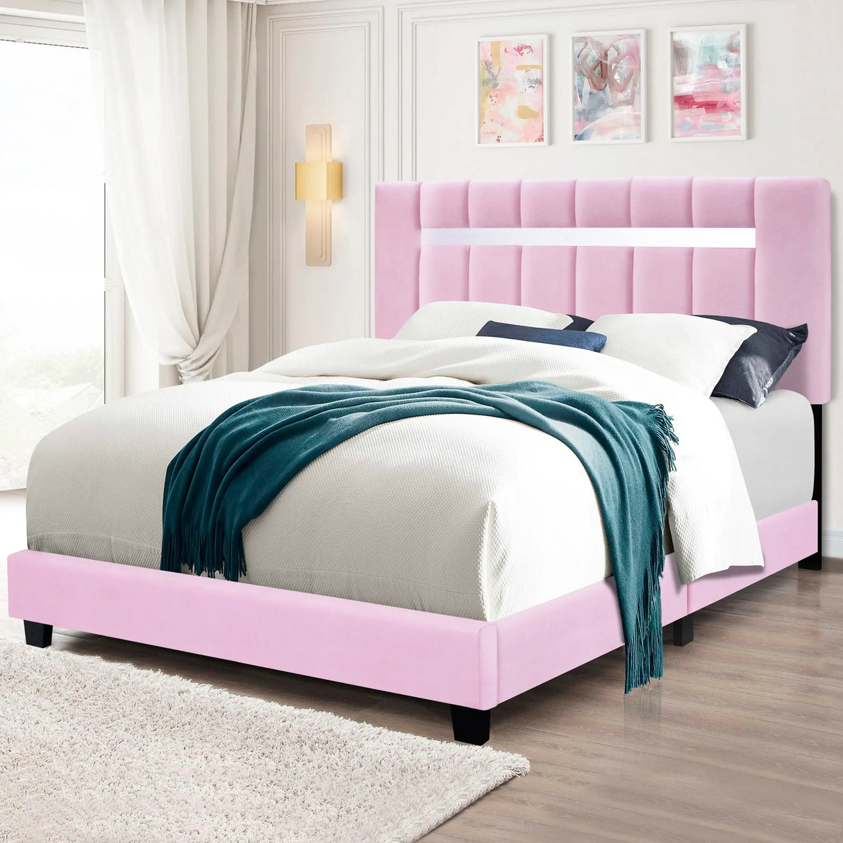 Queen Size Adjustable Upholstered Bed Frame Dark Velvet Collection Comfort And Simplicity - Furniture Home Direct