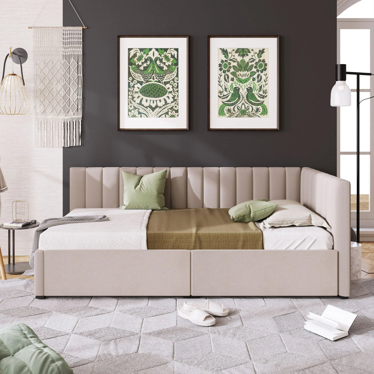 Upholstered Daybed, Sofa Bed Frame, No Box Spring Needed - Furniture Home Direct