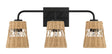 Moonlit - 3 Lights Wall Sconce With Shade, Bathroom Lighting Fixtures Over Mirror - Black / Rattan - Furniture Home Direct