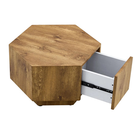 Hexagonal Coffee Table With Drawers - Wood - Furniture Home Direct