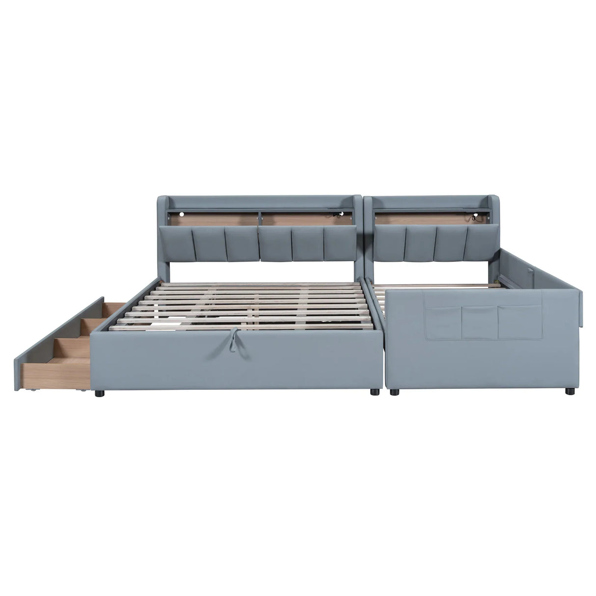 Platform Bed Upholstered Storage Hydraulic Drawers Gray - Furniture Home Direct