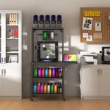 Heavy Duty 3D Printer Stand With Filament Storage Rack - Black - Furniture Home Direct