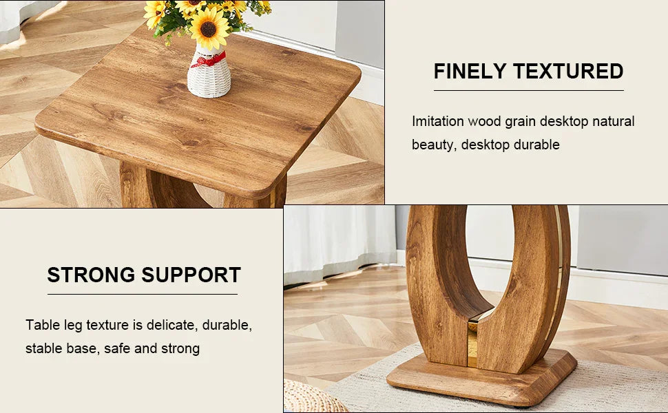 End Table Square Wood Grain With Curved Base Walnut - Furniture Home Direct