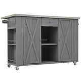 Outdoor Kitchen Island With Stainless Steel Top, Ample Storage Space, Towel And Spice Racks And A Bottle Opener - Furniture Home Direct