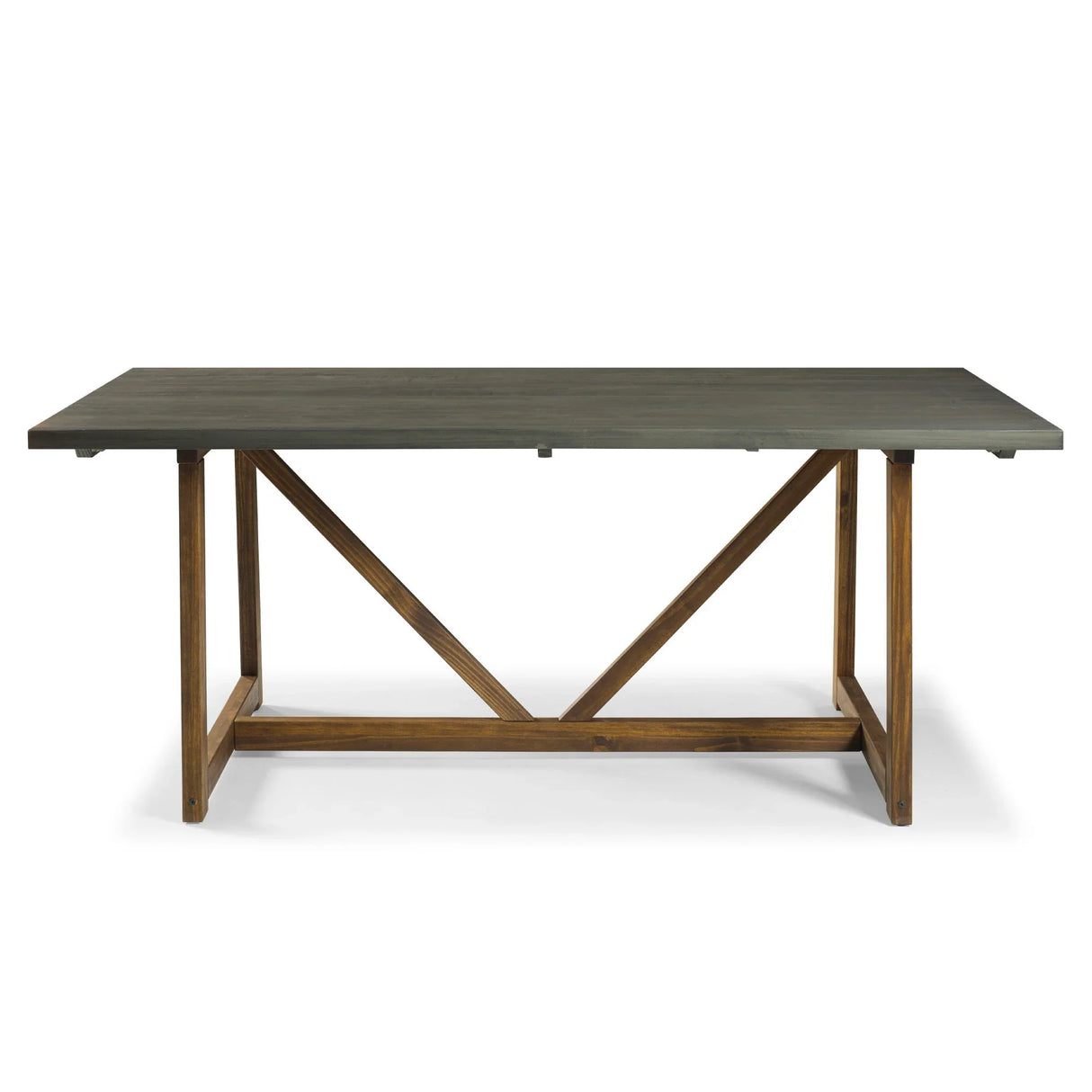 Modern Farmhouse Solid Wood V Frame Trestle Dining Table - Gray / Brown - Furniture Home Direct