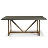 Modern Farmhouse Solid Wood V Frame Trestle Dining Table - Gray / Brown - Furniture Home Direct