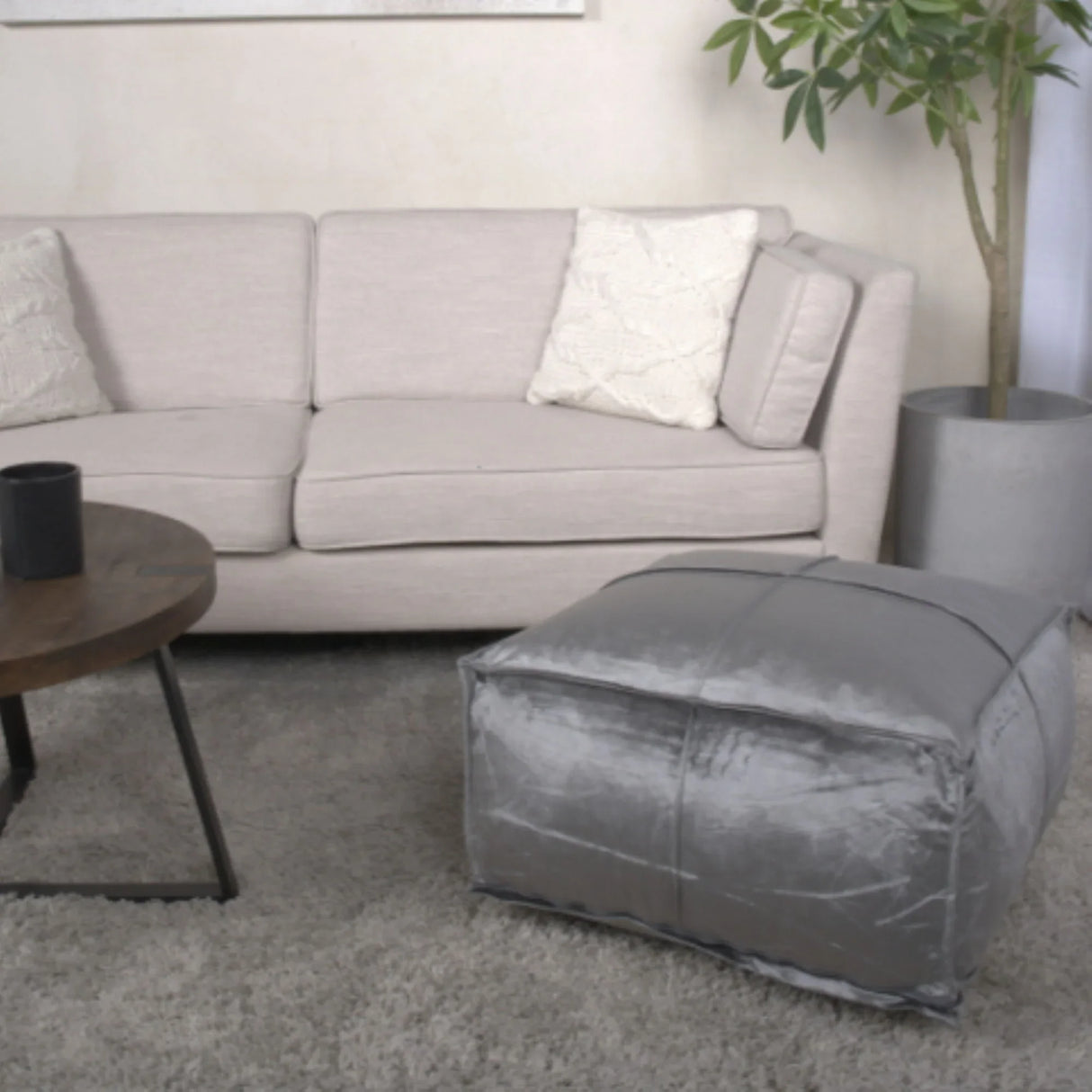 Nati - Square Pouf Ottoman And Floor Cushion - Smoke - Furniture Home Direct