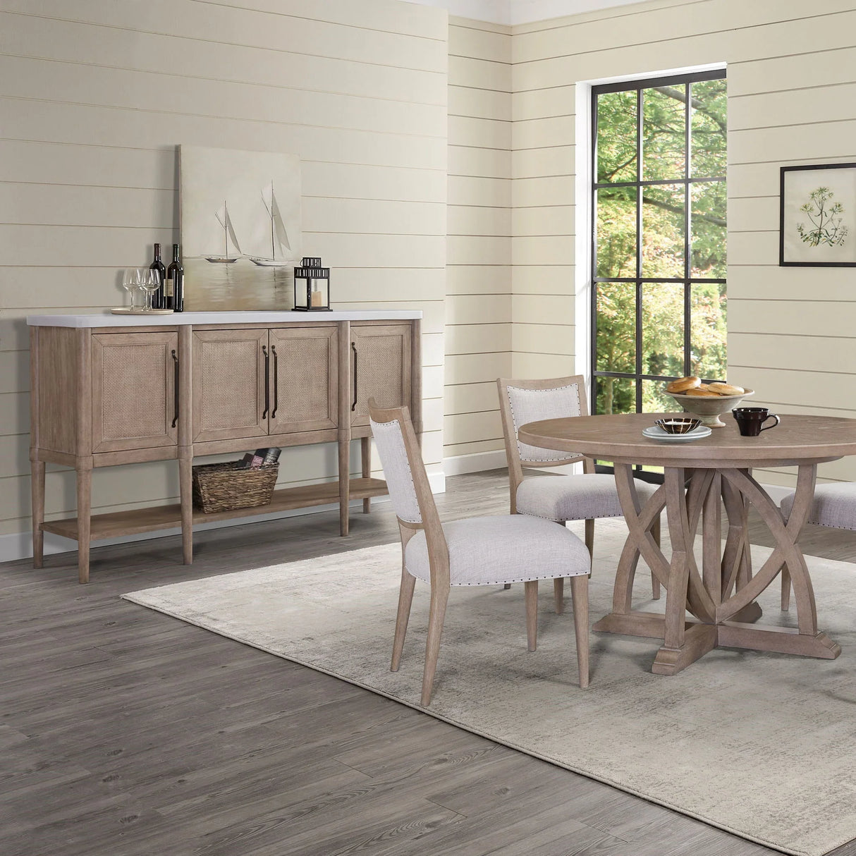 Cement Topped Server With Cane Insets - Sand - Furniture Home Direct