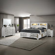 Queen Bed With Storage Drawers Modern Marble Finish White - Furniture Home Direct