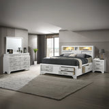 Queen Bed With Storage Drawers Modern Marble Finish White - Furniture Home Direct