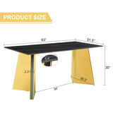 Dining Table Black Marble With Gold Butterfly Legs Black - Furniture Home Direct