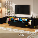 TV Stand For TVs Up To 80", Entertainment Center With 2 Shelves And LED Lights - Furniture Home Direct