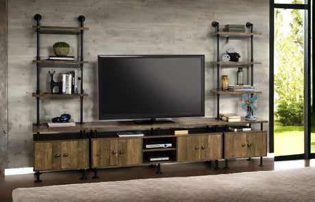 Ensata II - TV Stand - Rustic Oak / Black - Furniture Home Direct