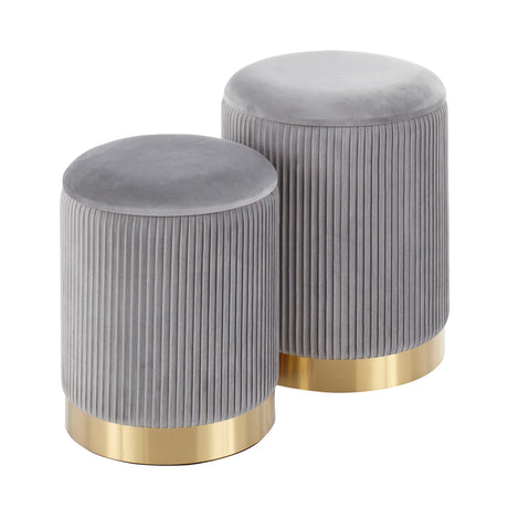 Marla - Contemporary Nesting Pleated Ottoman Set - Furniture Home Direct