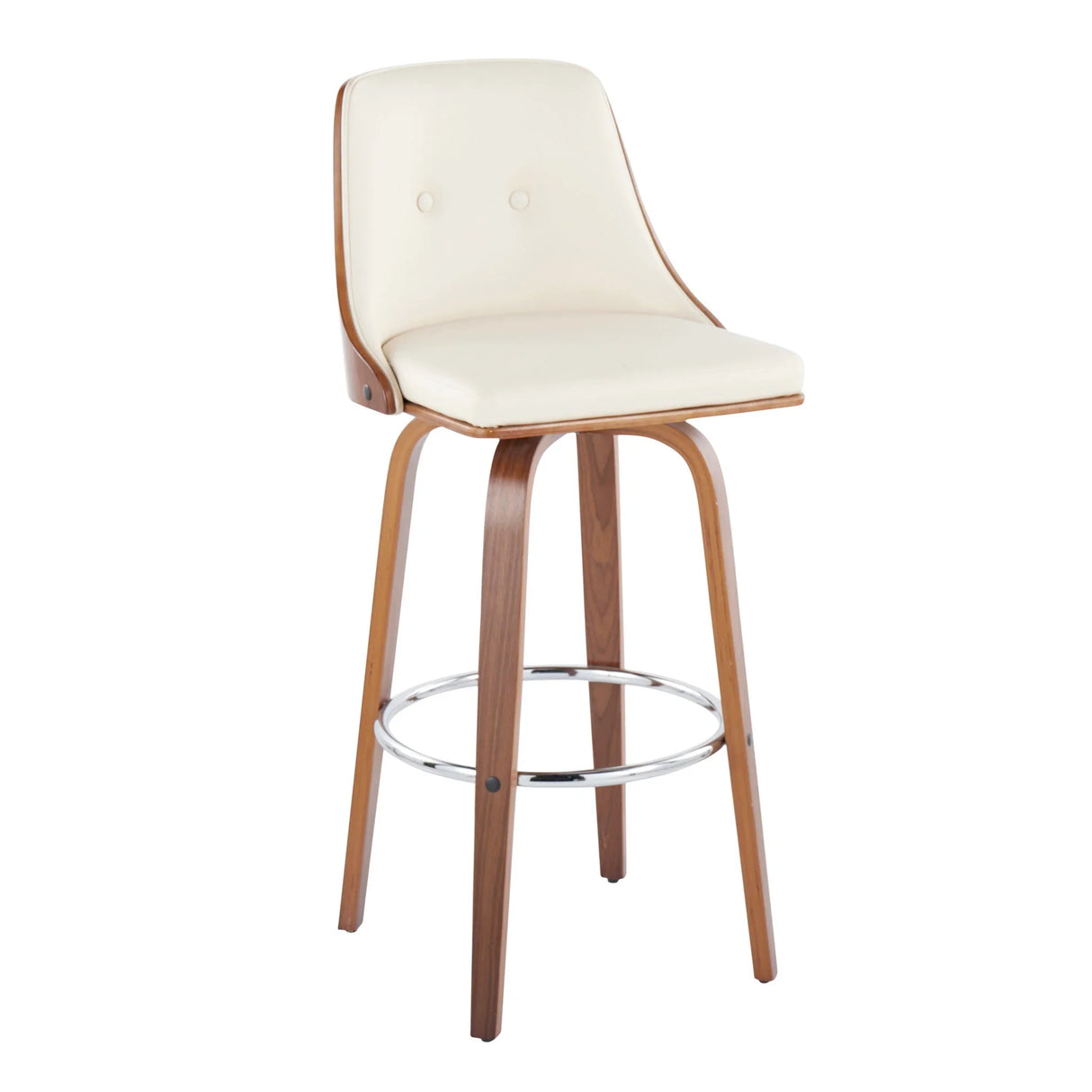 Gianna - Mid Century Modern Fixed Height Barstool With Swivel With Round Footrest (Set of 2) - Furniture Home Direct