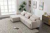 113.3 Modular Sectional With Ottoman And USB C Ports Beige - Furniture Home Direct