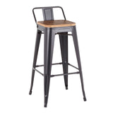 Oregon - Industrial Low Back Barstool (Set of 2) - Black - Furniture Home Direct
