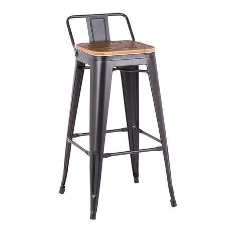 Oregon - Industrial Low Back Barstool (Set of 2) - Black - Furniture Home Direct