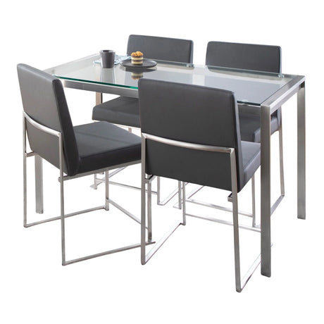 Fuji - High Back Contemporary Dining Set, Glass 5 Piece - Furniture Home Direct