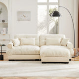 Modern Sectional Sofa With Ottoman, Round Bolster Armrests, Waist And Throw Pillows - Furniture Home Direct