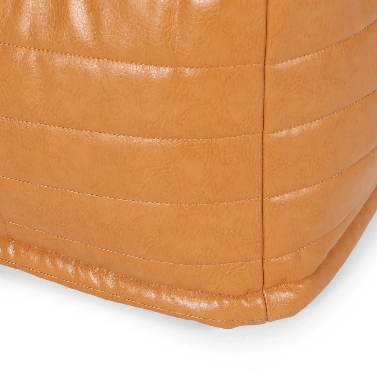 Bambo - Rectangle Pouf Ottoman Floor Cushion - Caramel - Furniture Home Direct
