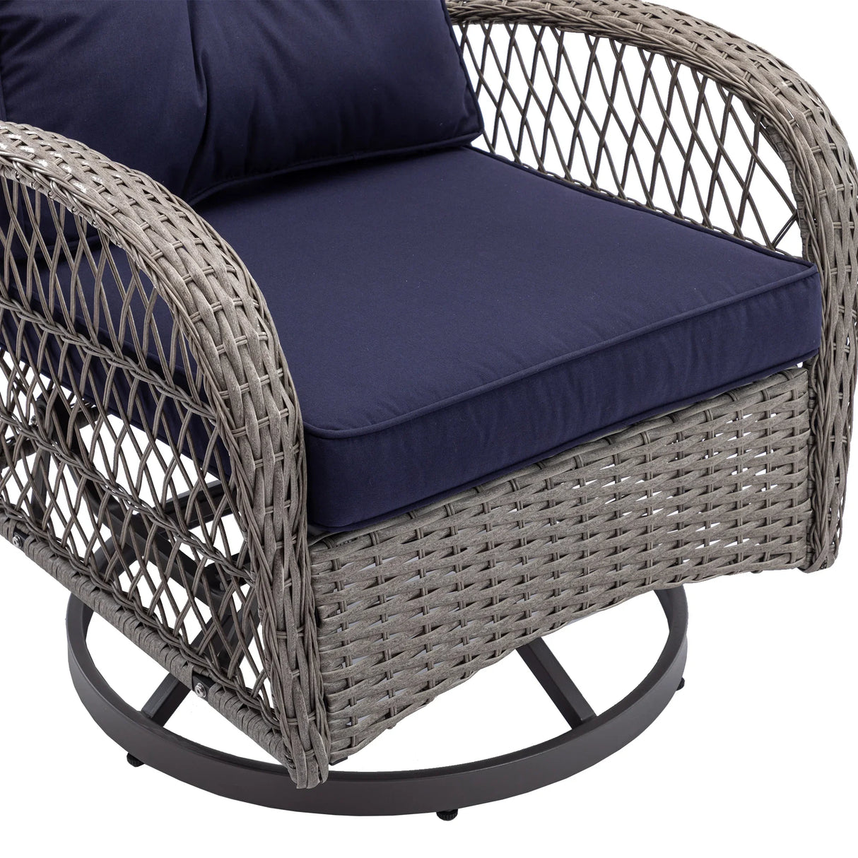 3 Piece Conversation Set With Glass Coffee Table - Navy Blue - Furniture Home Direct