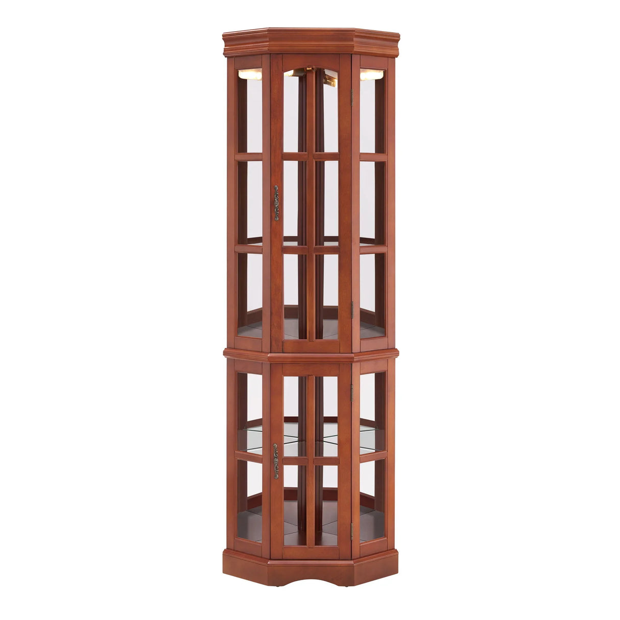 Corner Curio Cabinet With 5 Shelves And Lighting System (E26 Light Bulb Not Included) - Furniture Home Direct