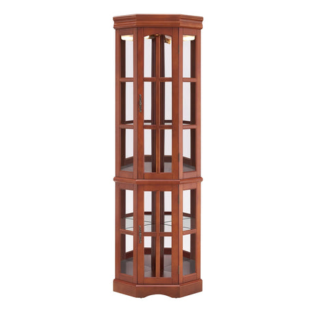 Corner Curio Cabinet With 5 Shelves And Lighting System (E26 Light Bulb Not Included) - Furniture Home Direct
