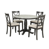 Dining Set Marble Table With Upholstered Chairs Gray - Furniture Home Direct
