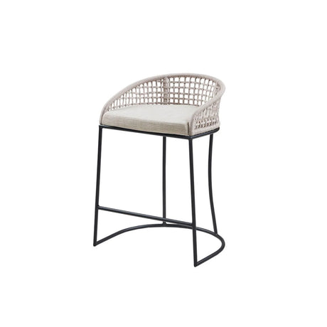 Coastal Woven Counter Stool With Upholstered Seat - Furniture Home Direct