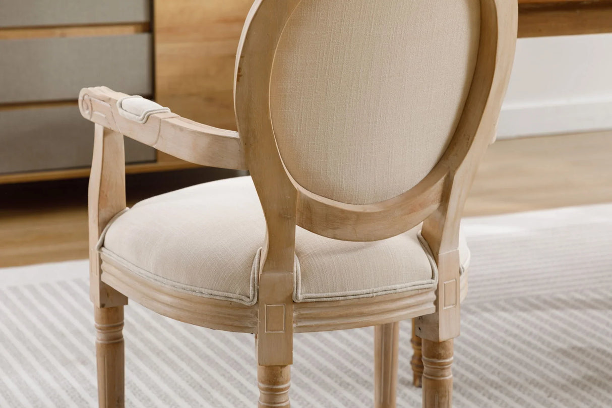 French Vintage Upholstered Fabric Dining Armchair (Set of 2) - Furniture Home Direct
