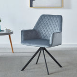 Modern Desk Chair No Wheel, Ergonomic Office Chair Home Office Upholstered Chair, Computer Chair For Bedroom, Reception Room, Living Room With Metal Legs - Blue - Furniture Home Direct
