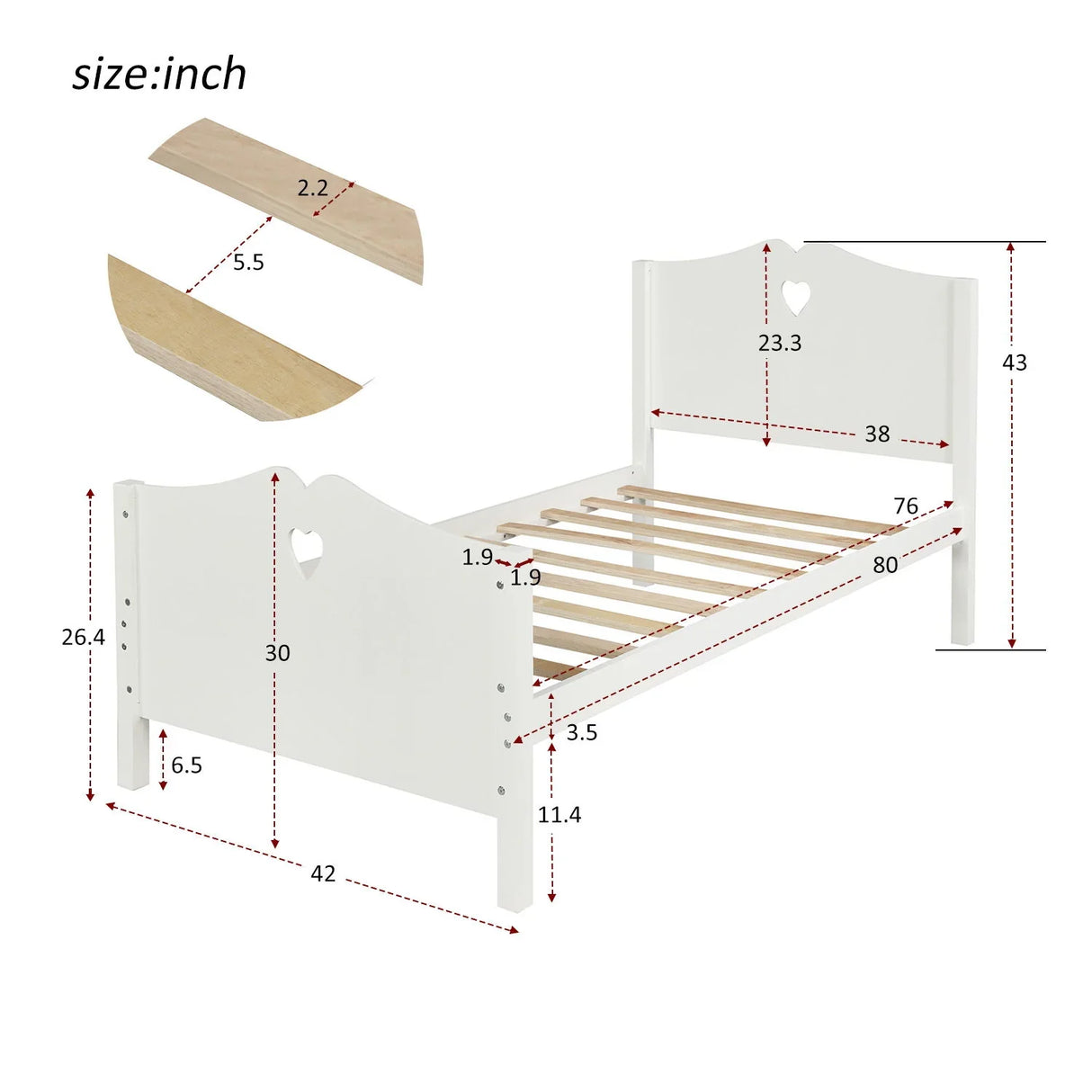Platform Bed With Slat Support And Headboard And Footboard - Furniture Home Direct