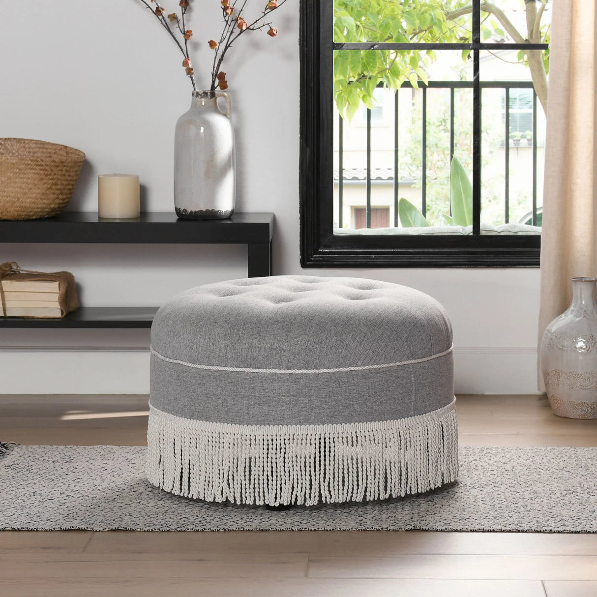 Yolanda - Round Upholstered Accent Ottoman - Furniture Home Direct