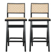 Keira - Bar Stool (Set of 2) - Black / Rattan - Furniture Home Direct