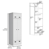 Dresser Closet With Upper Storage Covered With 1 Door, 2 Central Shelves, 1 Tube For Hanging Clothes Covered By 2 Doors, 1 Drawer At The Bottom - White - Furniture Home Direct