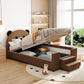 Upholstered Daybed With Bear Shaped Headboard, Hydraulic System And Breathable Mesh Fence - Furniture Home Direct