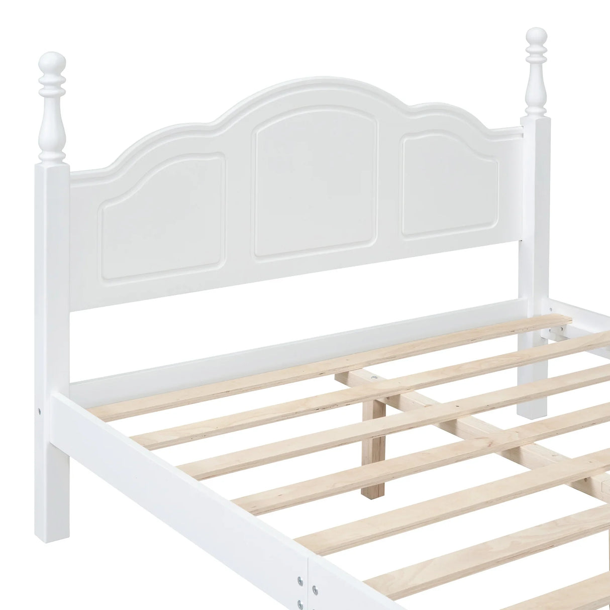 Platform Bed Full Size Wood Slat Support Headboard White - Furniture Home Direct