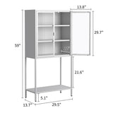 Heavy Duty Metal Storage Cabinet, Display Storage Cabinet With Glass Doors And 2 Adjustable Shelves, Tall Bookcase Modern Bookshelf Cabinet For Home Office, Living Room, Pantry - Furniture Home Direct