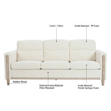 Comfortable Solid Wood Sofa with Soft Cushions - Beige - Furniture Home Direct