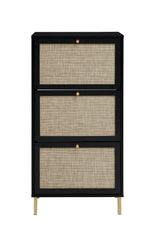 Rattan 3 Door Shoe Rack, Freestanding Modern Shoe Storage Cabinet, for Entryway - Furniture Home Direct