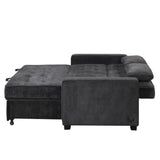 66.5" Upholstered Loveseat With Pull Out Bed, Two Throw Pillows, Dual USB Charging Port and Adjustable Backrest - Black - Furniture Home Direct