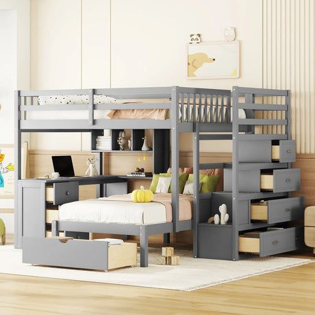 Bunk Bed With Desk, Drawers And Shelves - Furniture Home Direct