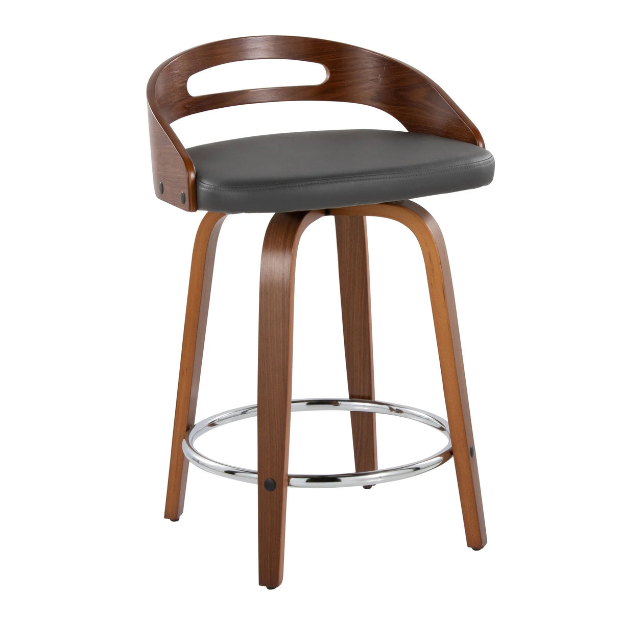 Cassis - Mid Century Modern Fixed Height Counter Stool With Swivel With Round Footrest (Set of 2) - Furniture Home Direct